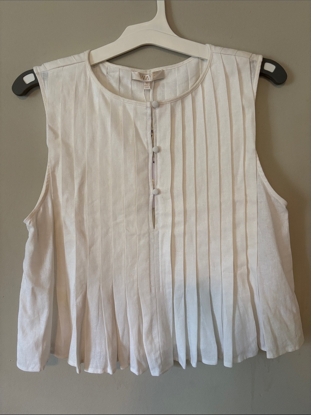 NWT WAYF Nordstrom Ivory Linen Blend Pleated Sleeveless Tank Top Women Size XL